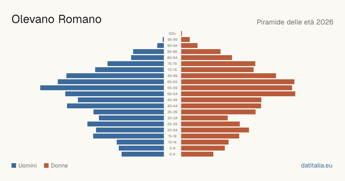 Piramide delle età di Olevano Romano — DatiItalia