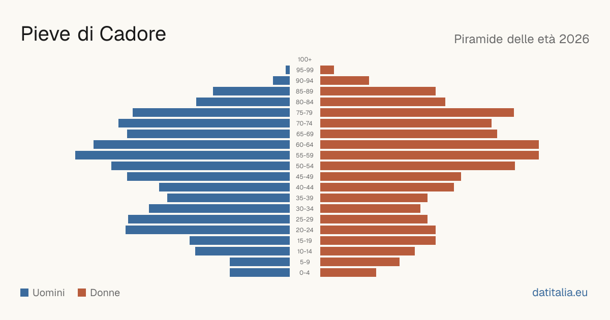 Population pyramid of Pieve di Cadore — DatiItalia
